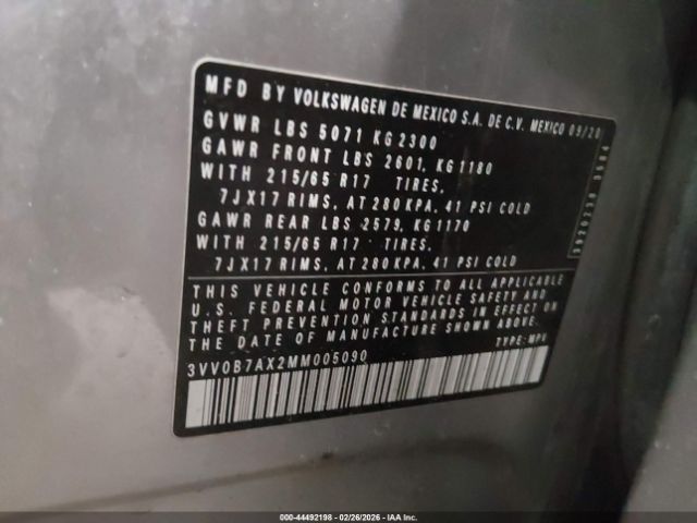 2021 VOLKSWAGEN TIGUAN T S 2.0