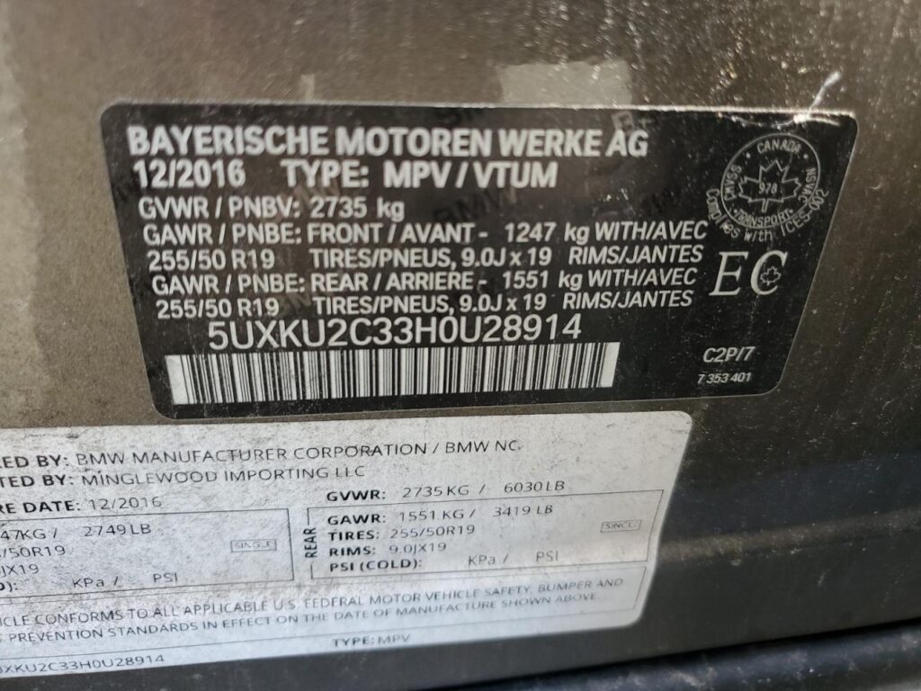 BMW X6 35I XDRIVE z 2017 roku